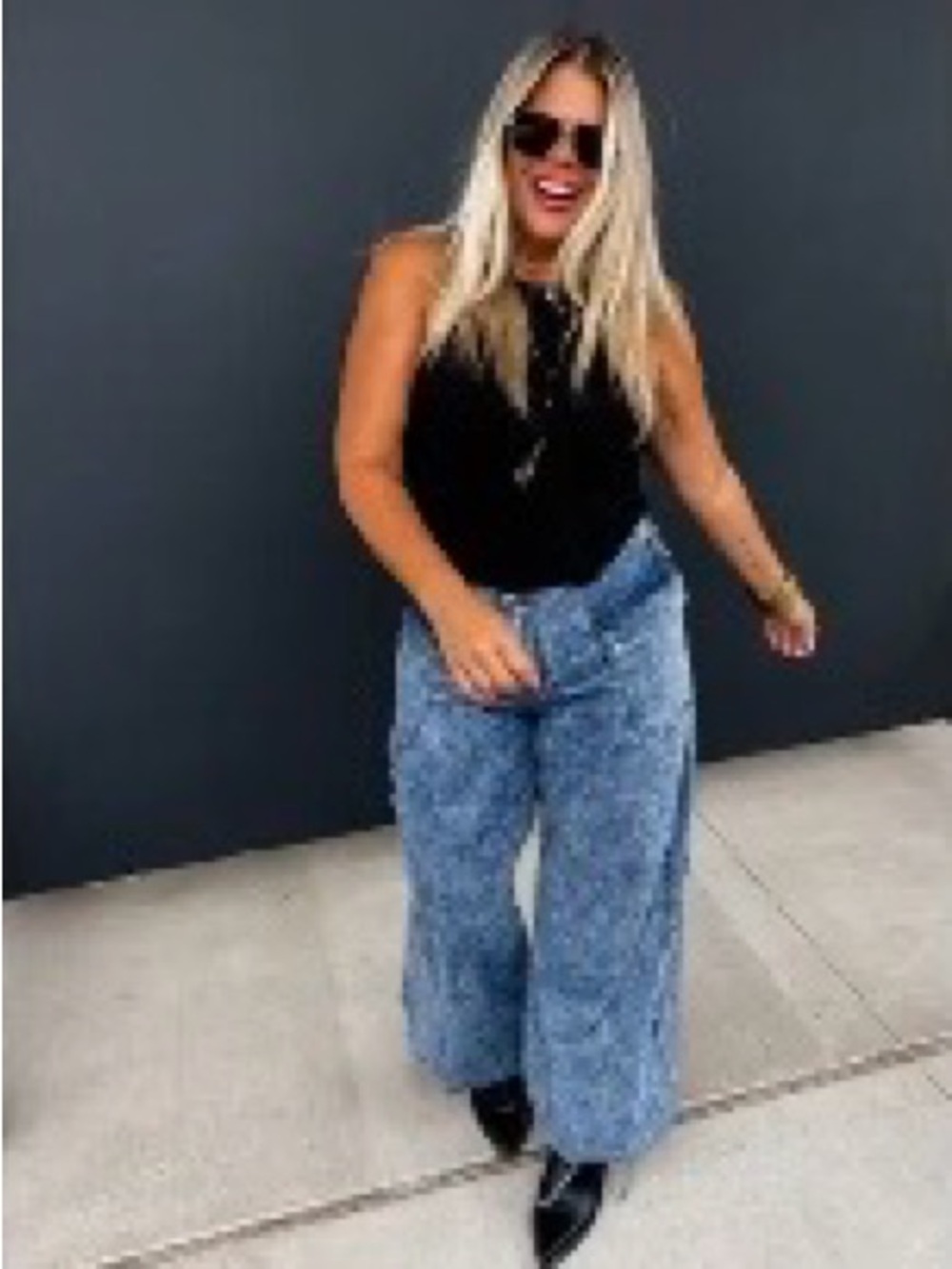 High-Rise Wide Leg Women’s Jeans in Acid Wash Blue